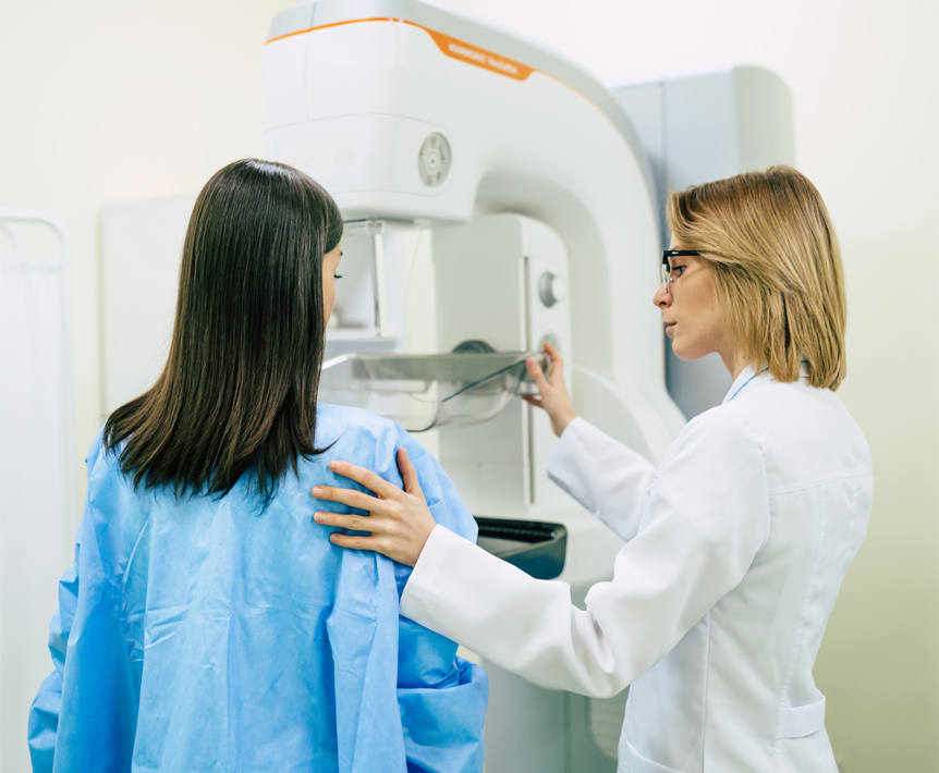 Young woman is having mammography examination at the hospital or
